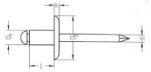 rivet plk alu/st grote kop 16 4.8x10 klemb. 4.5-6.0 mm, 250 stuks
