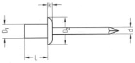 rivet plk alu/st waterdicht 4.0x12.3 klemb. 5.0-7.0 mm, 500 stuks